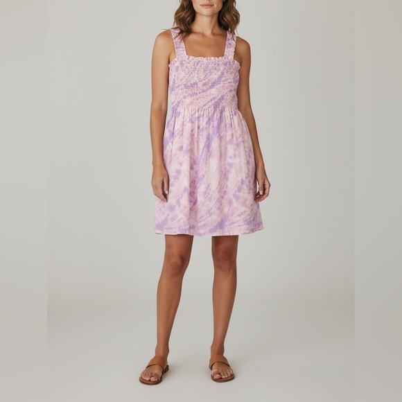 GAP Dresses & Skirts - New GAP Pink and Lilac Tie Dye Print Smocked Casual Mini Sun Dress